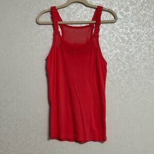 Mind set by XCVI Tank Top Sleeveless Mesh Back Athletic 100% Cotton Red Top Sz L